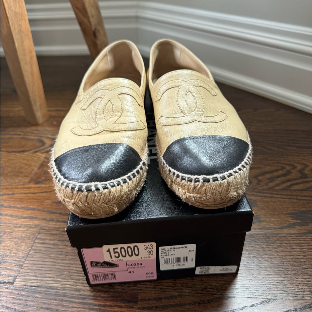 Chanel beige / black leather espadrilles size 41 (with box) - Picture 4 of 7